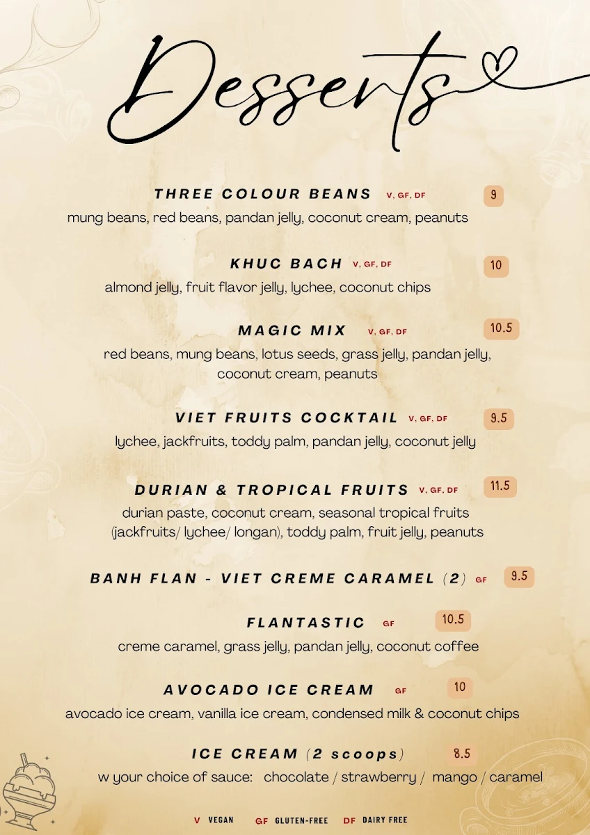 Menu, SEN Legend - Vietnamese Restaurant