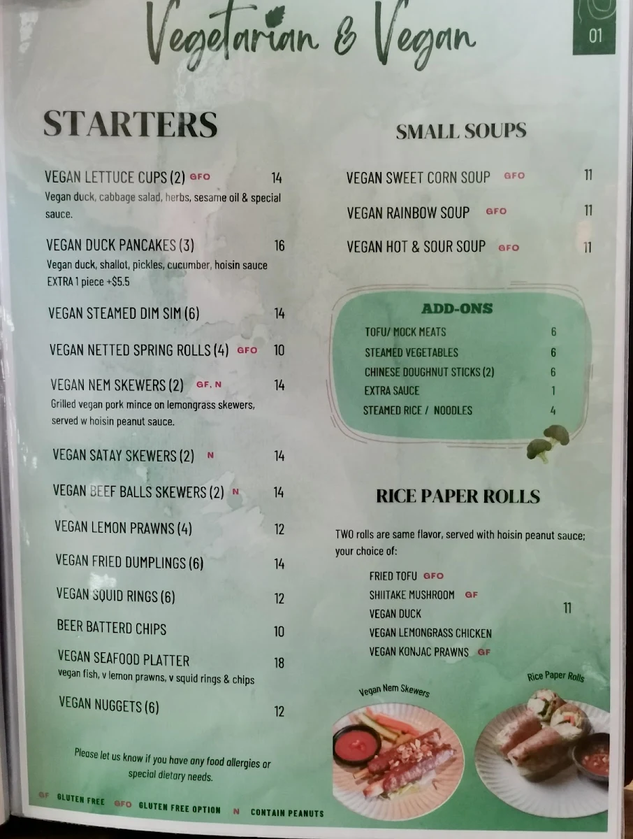 Menu, SEN Legend - Vietnamese Restaurant