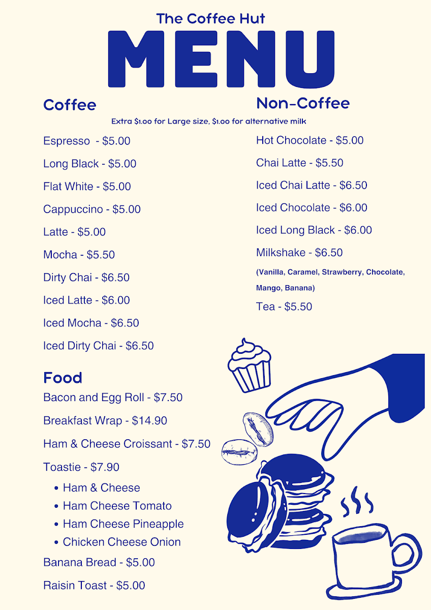 Menu, The Coffee Hut