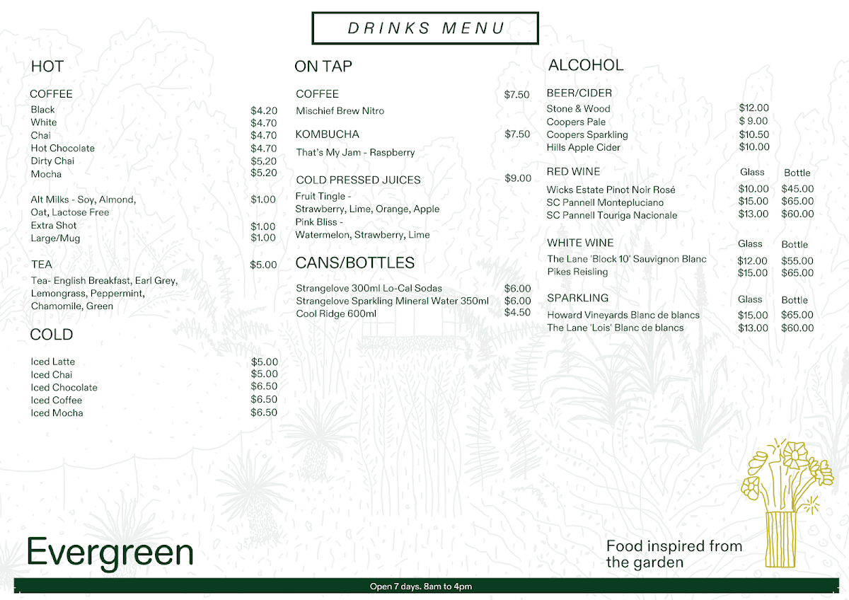 Menu, Evergreen Deli