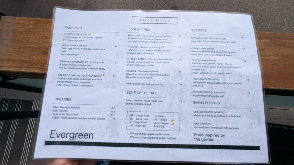 Menu, Evergreen Deli
