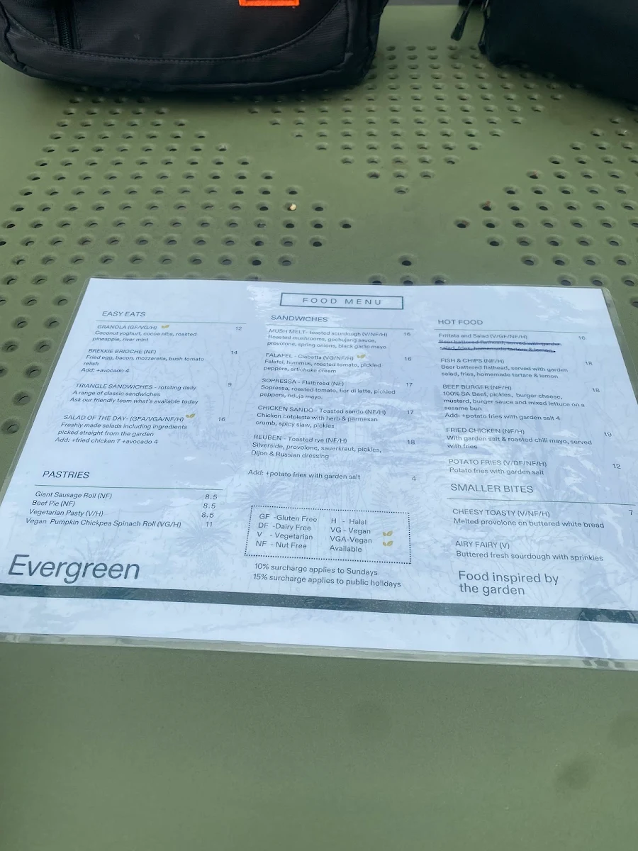 Menu, Evergreen Deli