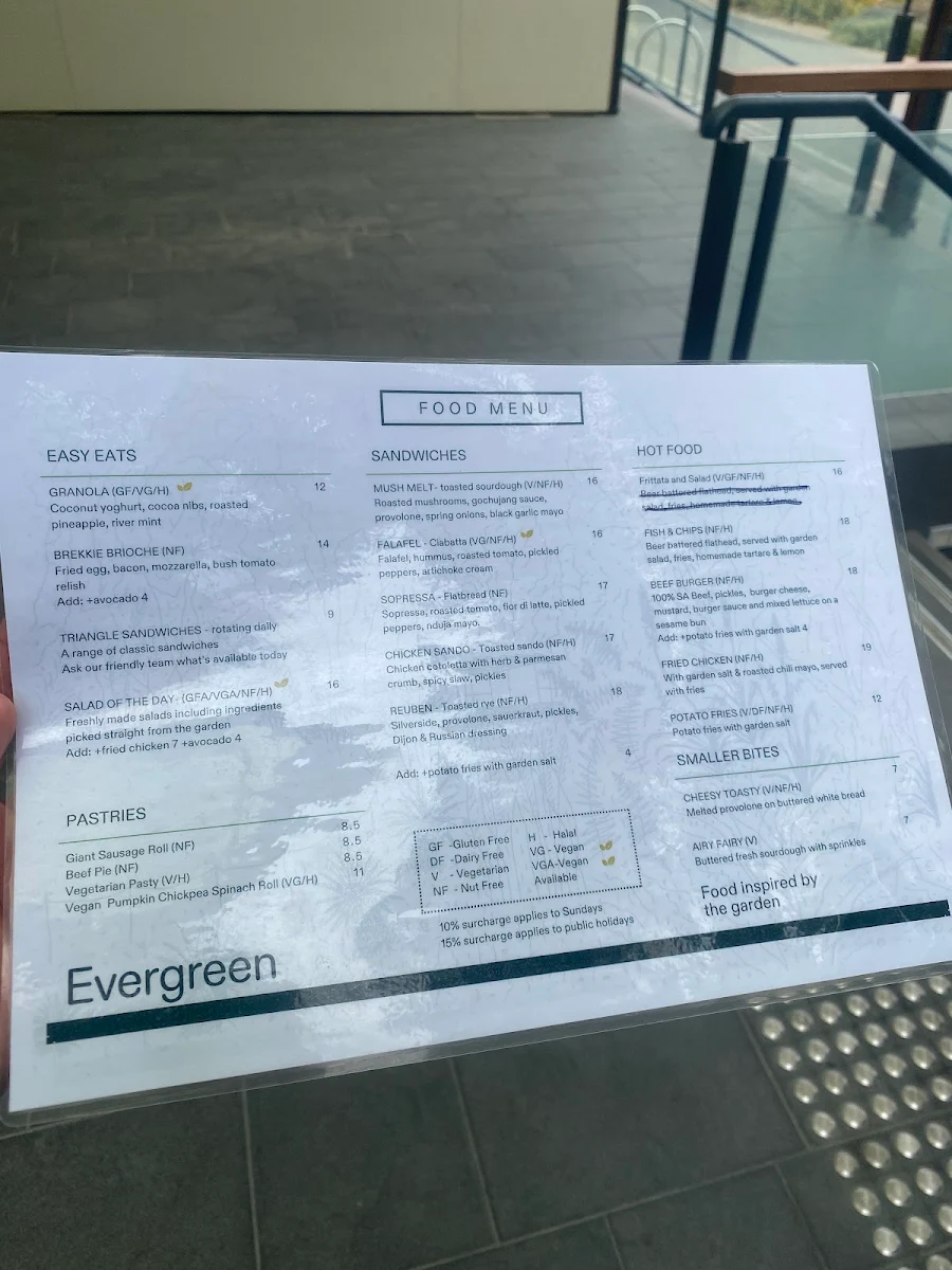 Menu, Evergreen Deli
