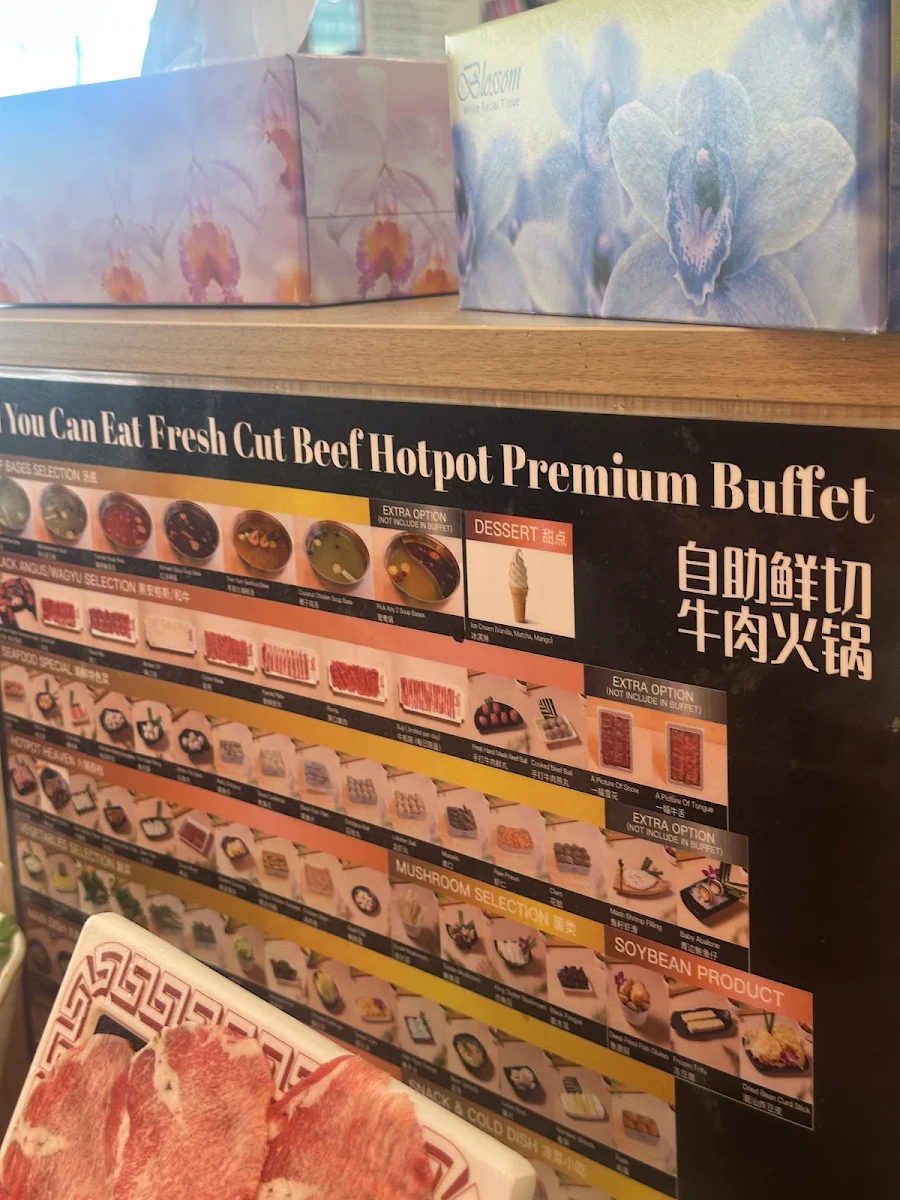 Menu, Fresh Beef Hotpot (Buffet - All You Can Eat) 鲜潮汕牛肉火锅自助
