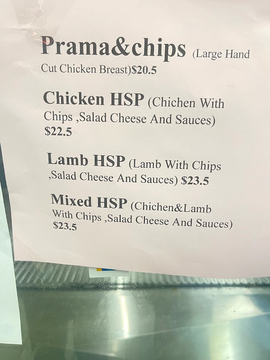 Menu, Armadale Pizza & Pasta & Fish & Chips