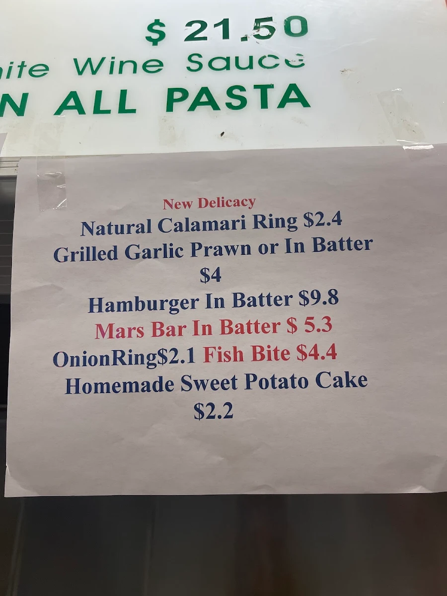 Menu, Armadale Pizza & Pasta & Fish & Chips