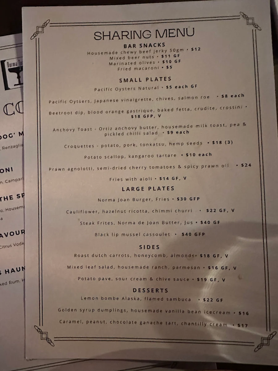 Menu, Norma Joan