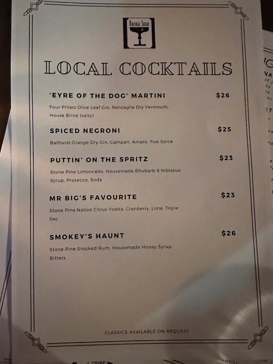 Menu, Norma Joan