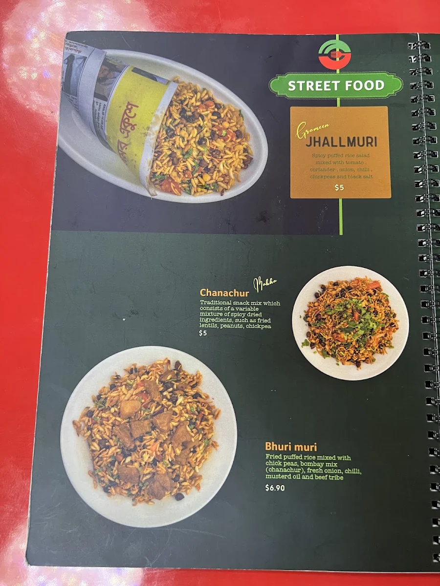 Menu, Grameen Restaurant