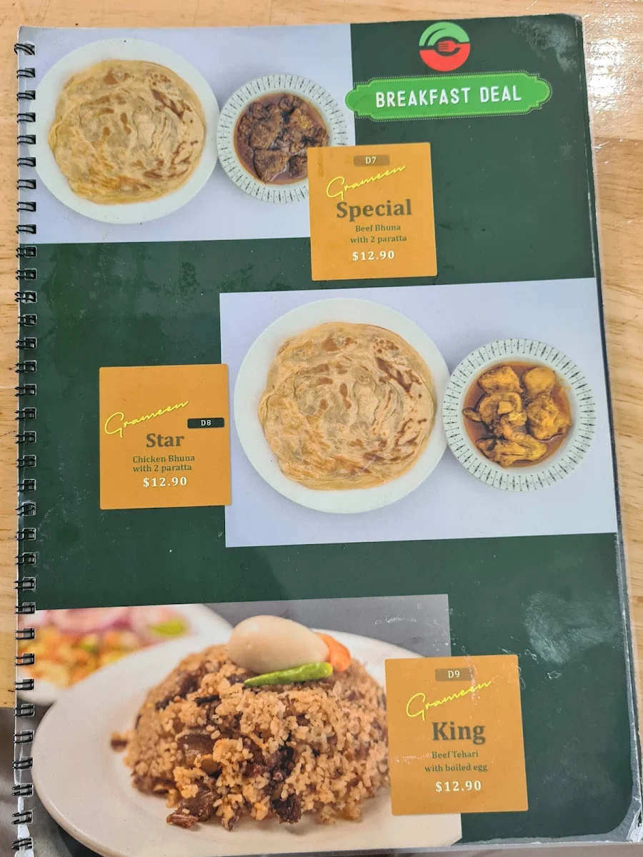 Menu, Grameen Restaurant