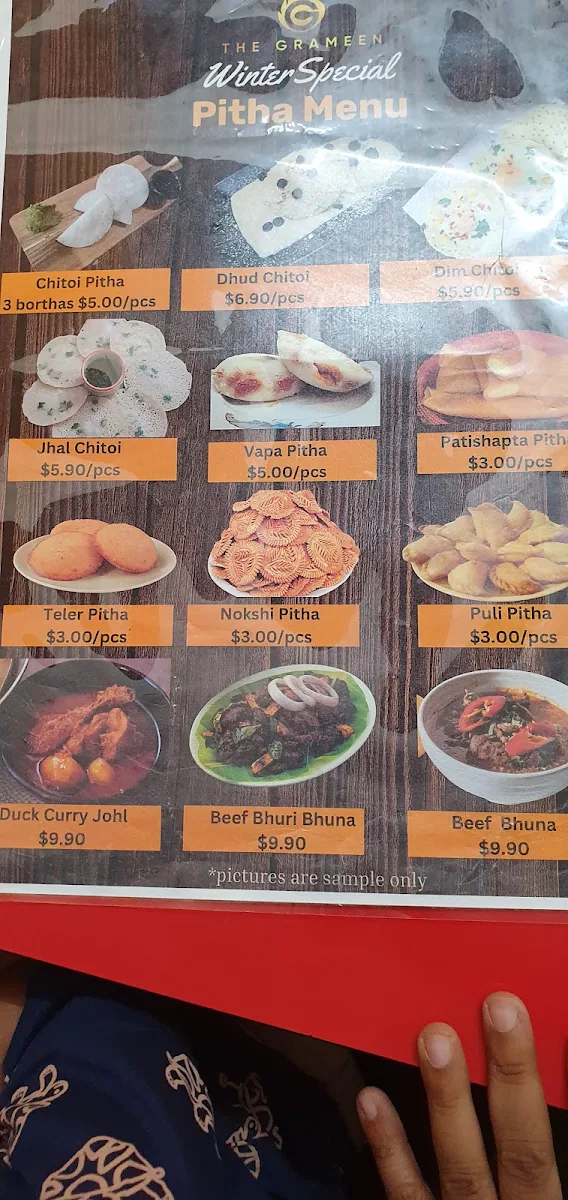 Menu, Grameen Restaurant
