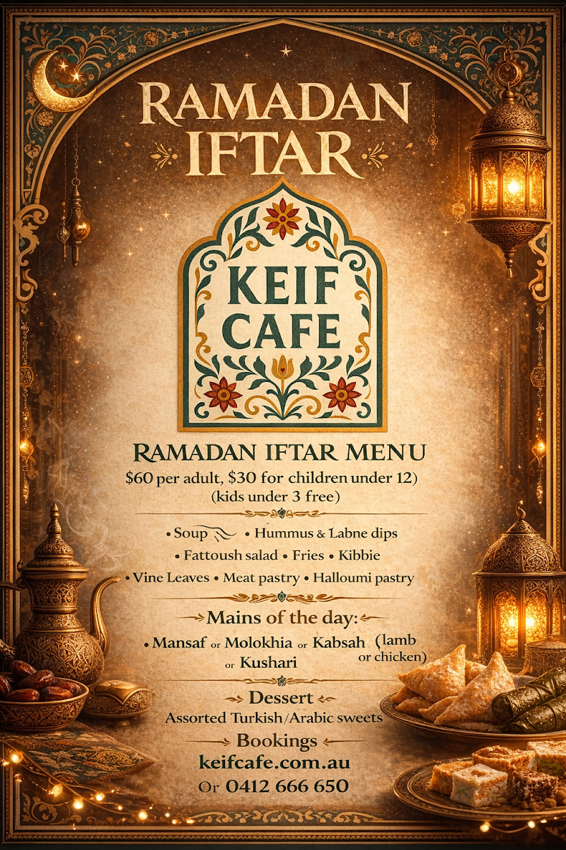 Menu, Keif Restaurant and Cafe