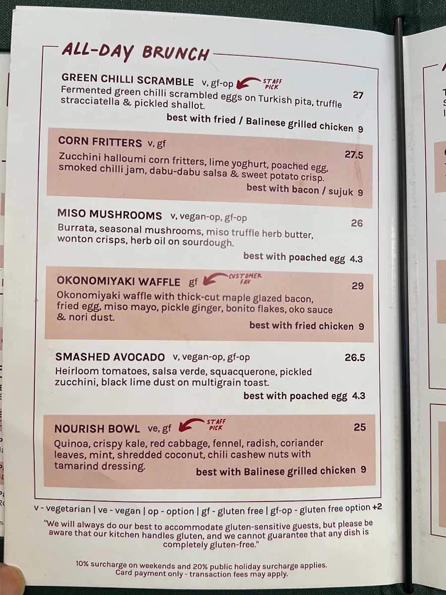 Menu, ONA Coffee | Cafe Brunswick