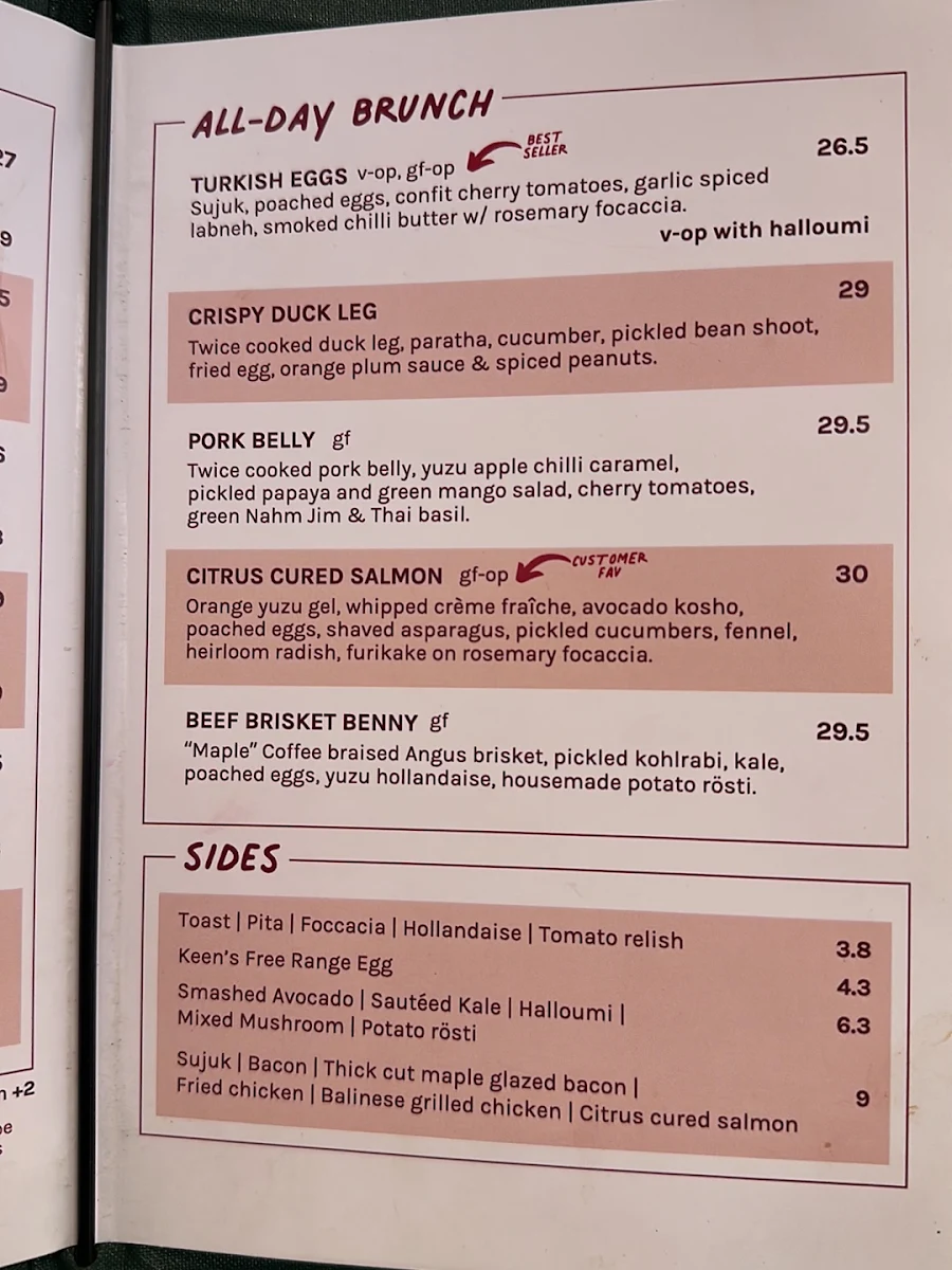 Menu, ONA Coffee | Cafe Brunswick