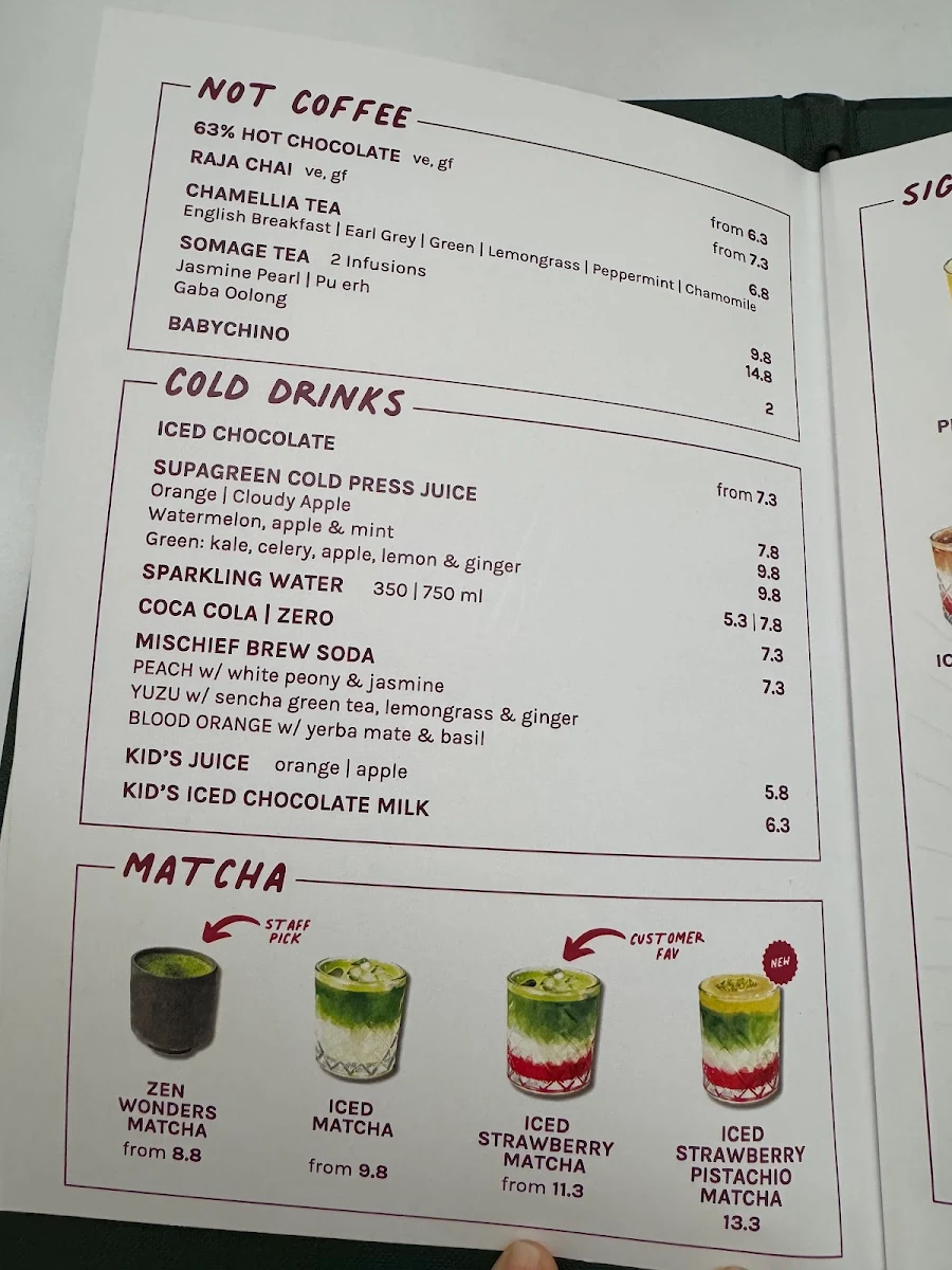 Menu, ONA Coffee | Cafe Brunswick