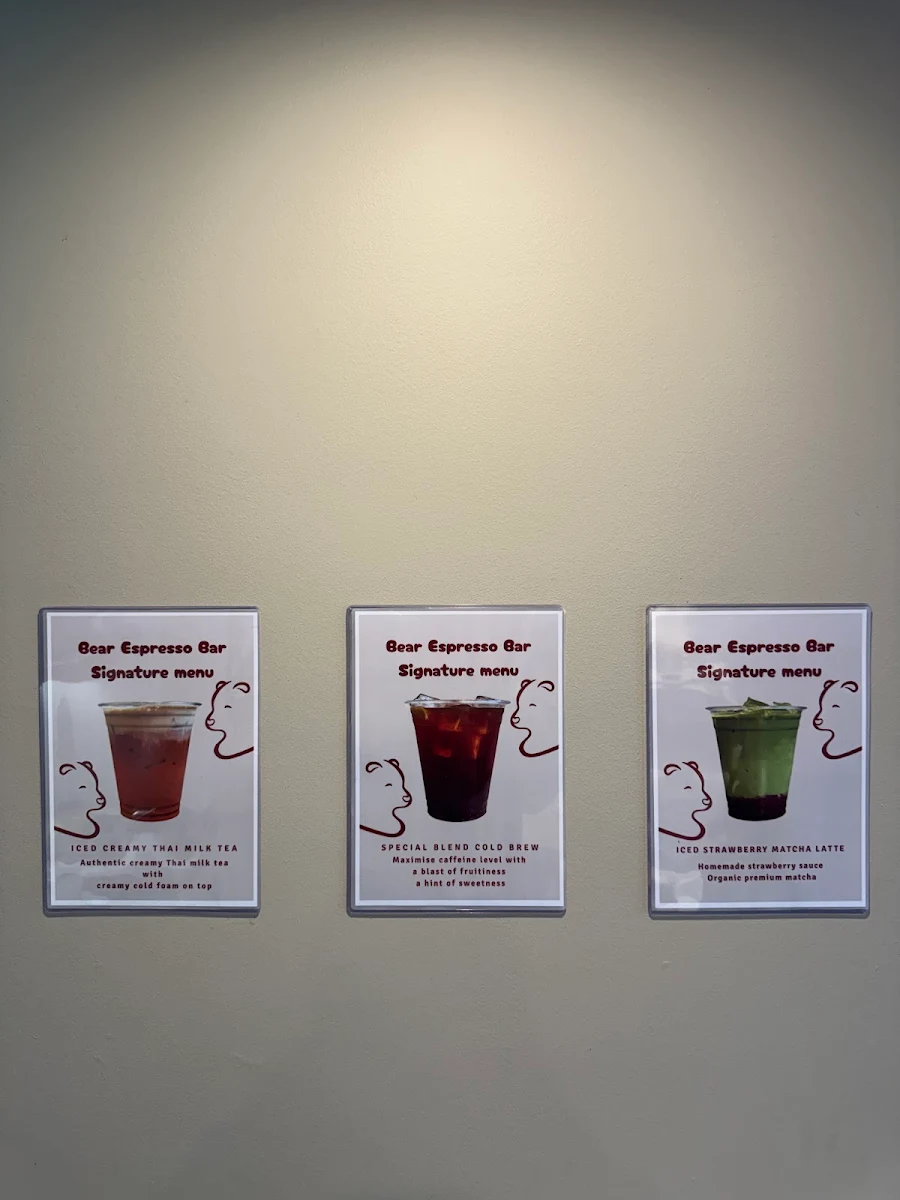 Menu, Bear Espresso Bar