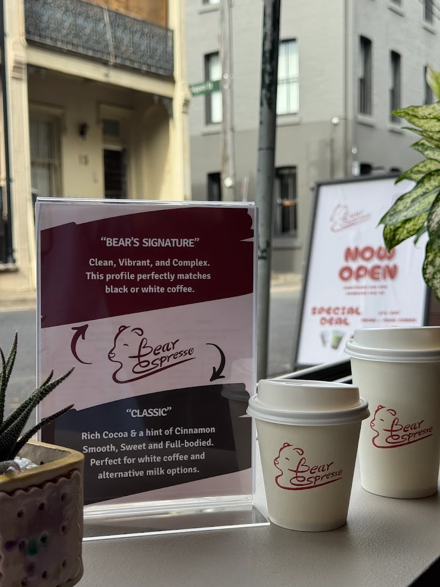 Menu, Bear Espresso Bar
