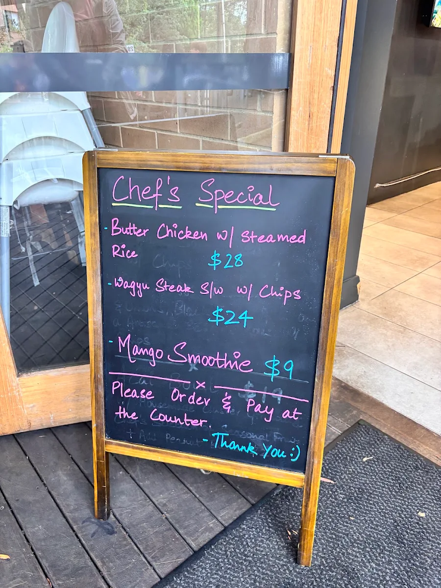 Menu, Java House Cafe Epping