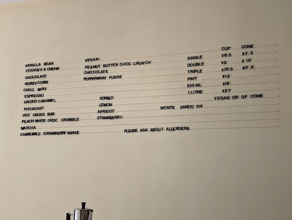 Menu, Billy van Creamy Fitzroy North