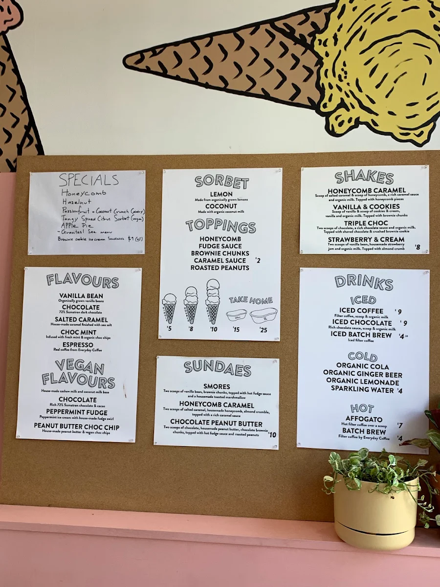 Menu, Billy van Creamy Fitzroy North