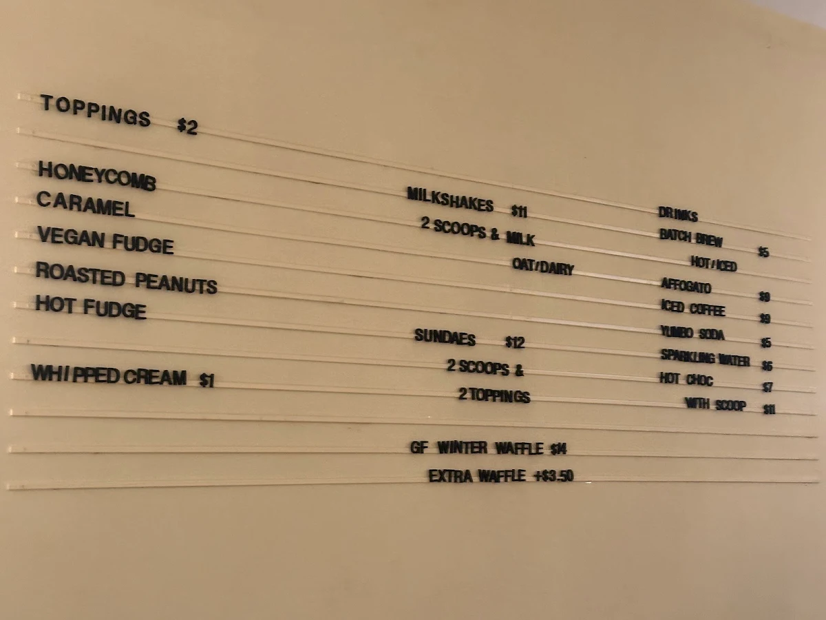 Menu, Billy van Creamy Fitzroy North