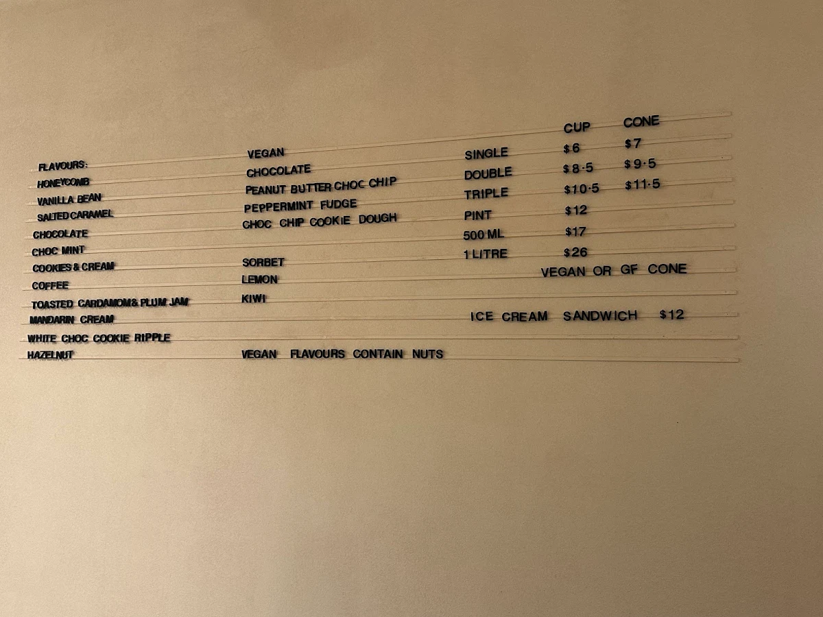 Menu, Billy van Creamy Fitzroy North