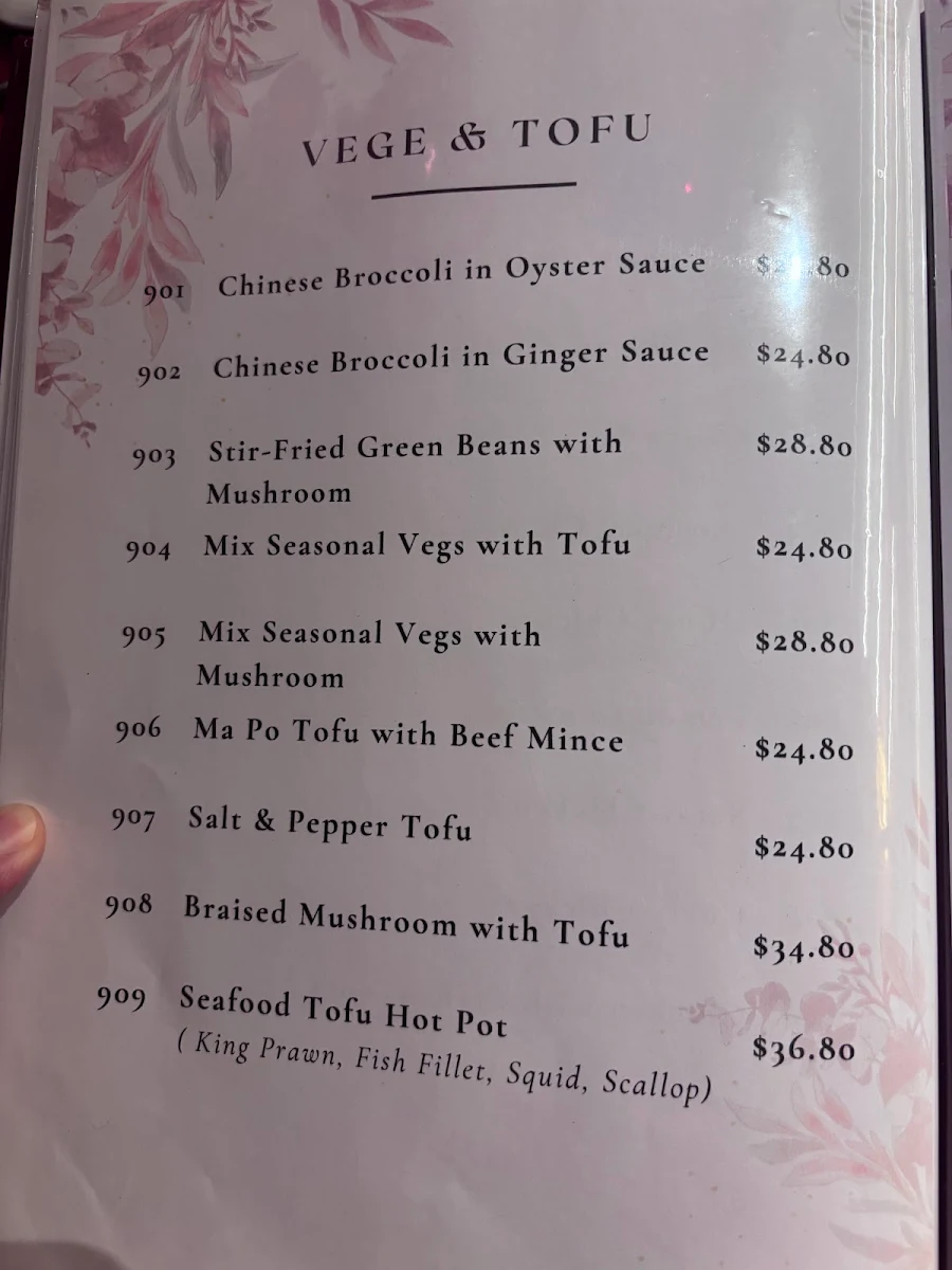 Menu, Golden Pavilion Restaurant