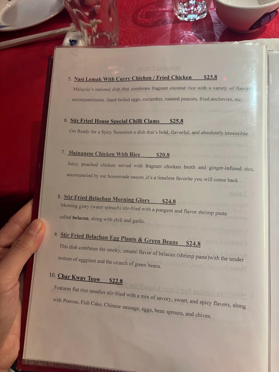 Menu, Golden Pavilion Restaurant