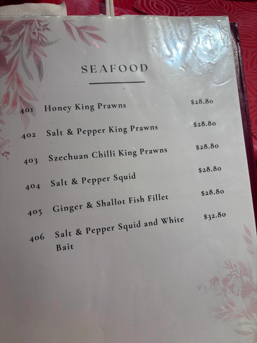 Menu, Golden Pavilion Restaurant