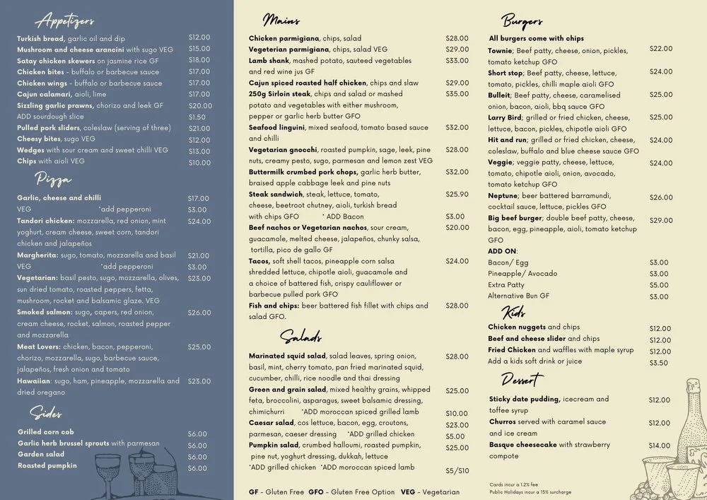 Menu, Fenway Subiaco