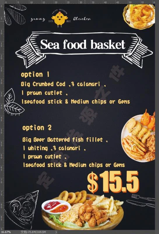 Menu, Yummy Chicken & Fish