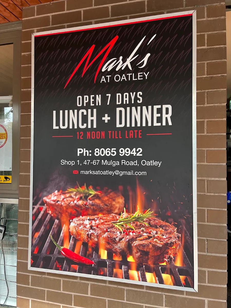 Menu, Mark's at Oatley