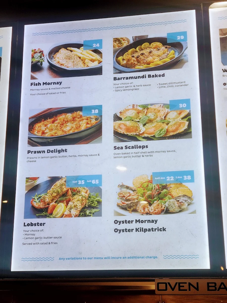 Menu, Aces Ocean Foods