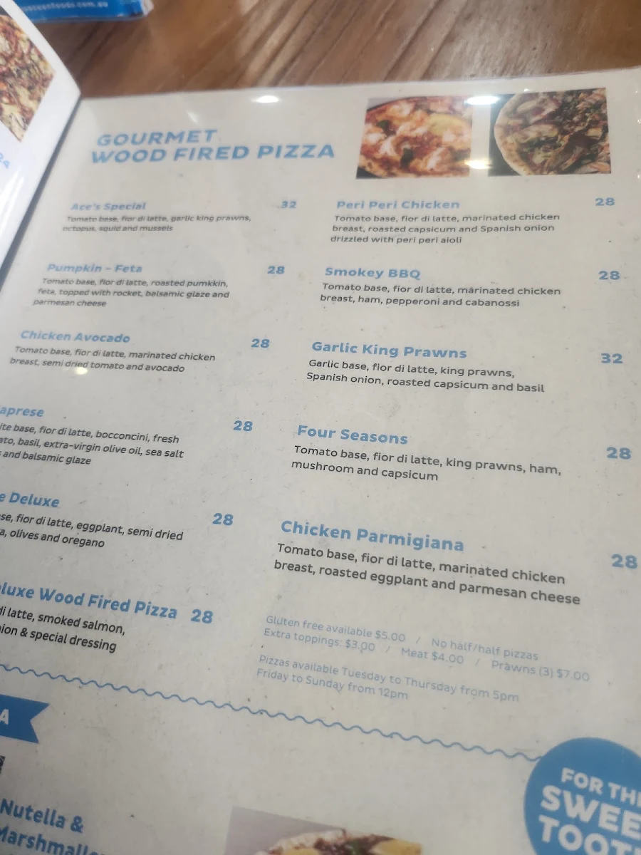 Menu, Aces Ocean Foods