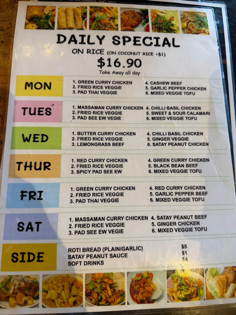 Menu, Smile Thai Richmond