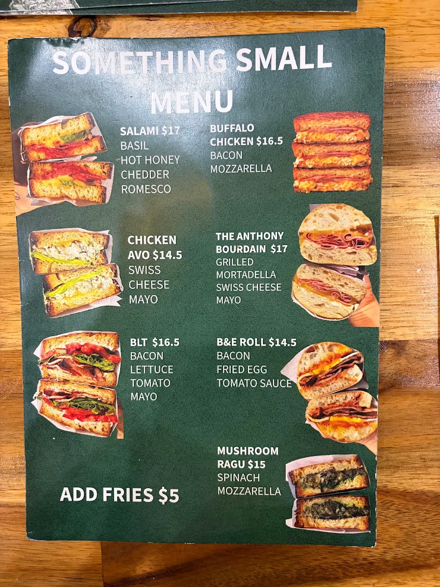 Menu, ONE BLOCK UP