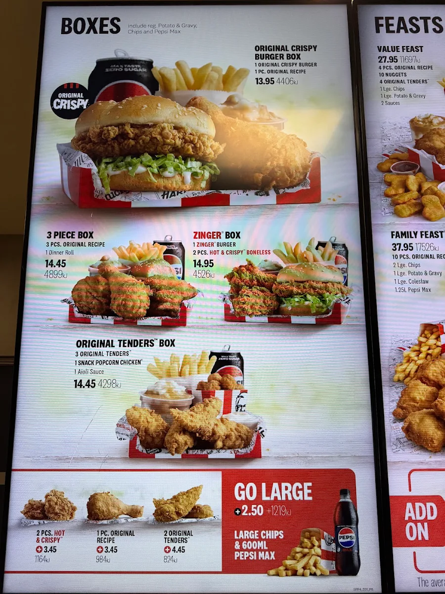Menu, KFC Forster