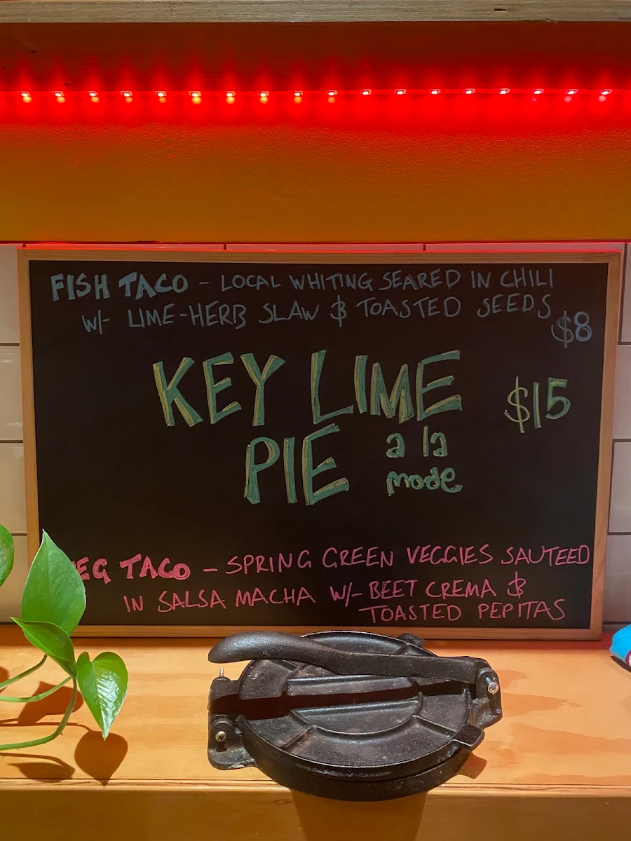 Menu, Bob's Tacos