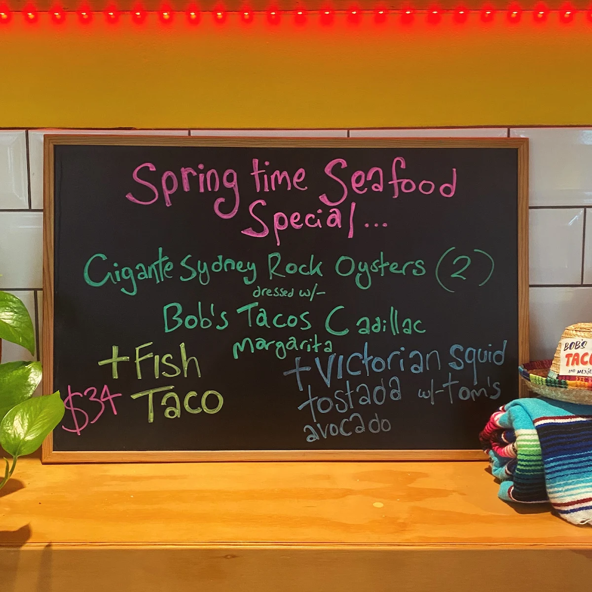 Menu, Bob's Tacos