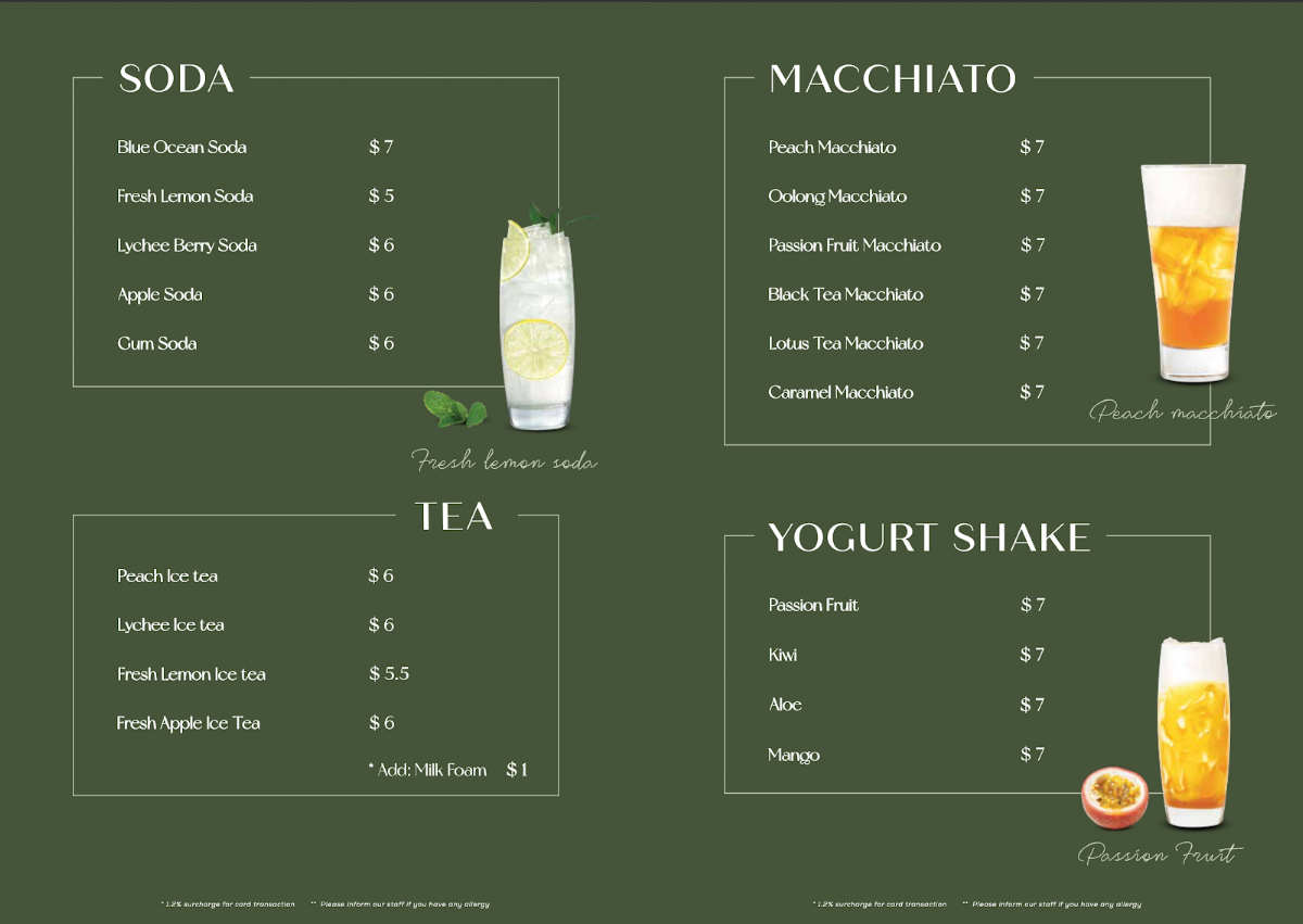 Menu, Madam Pho Newington