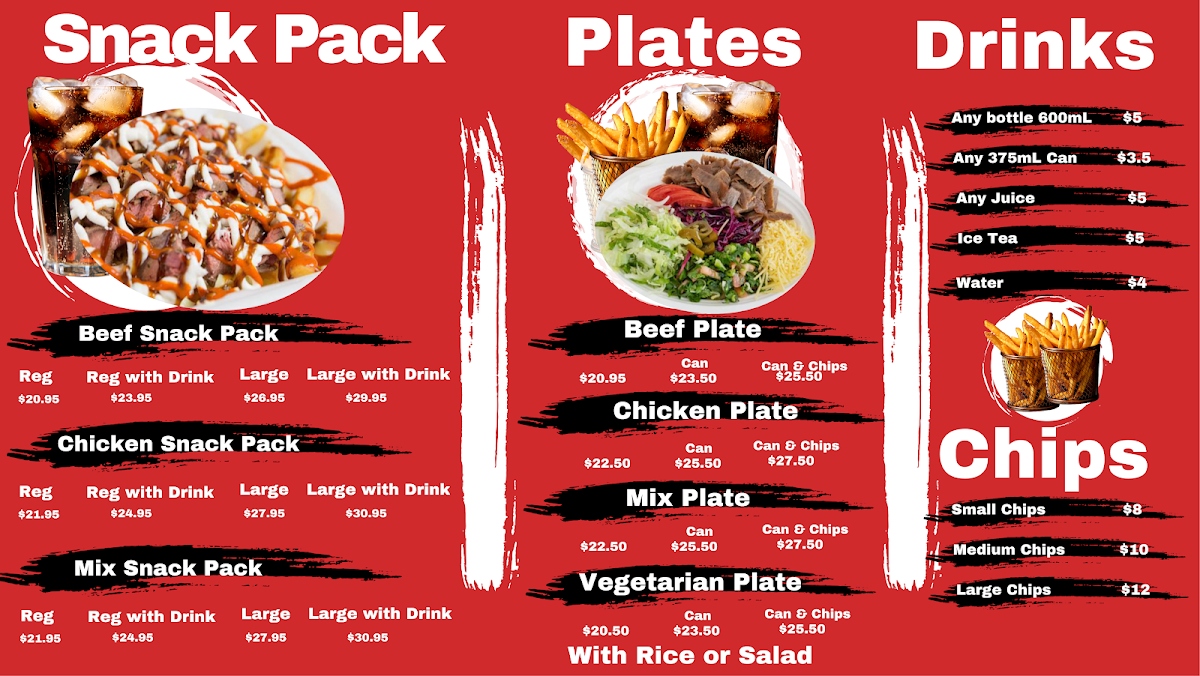 Menu, Norwest Kebab House