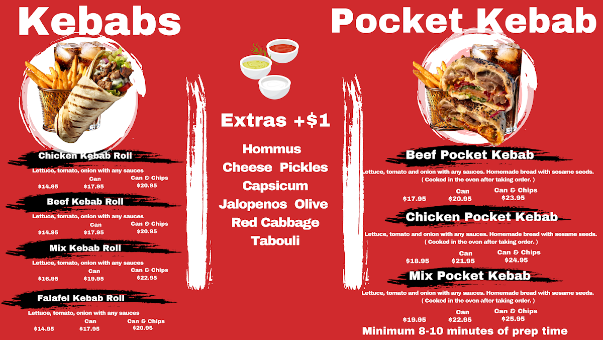Menu, Norwest Kebab House