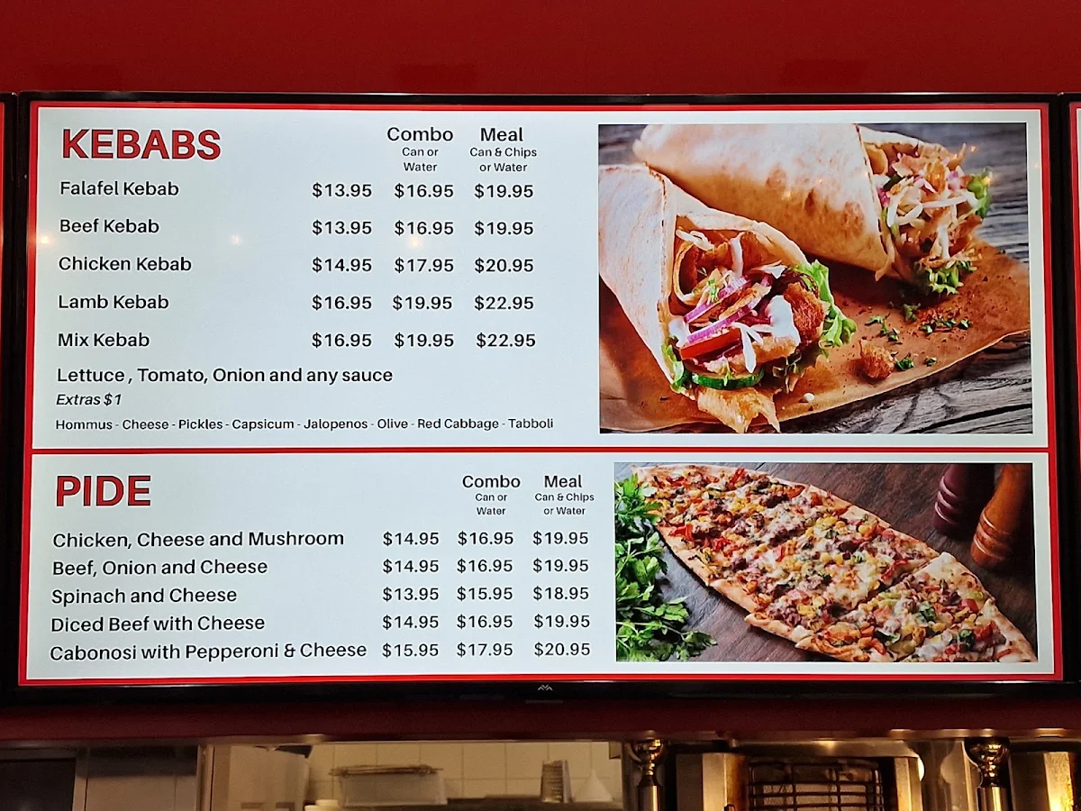 Menu, Norwest Kebab House
