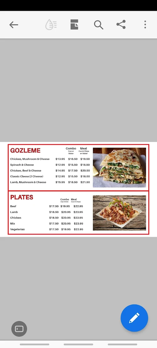 Menu, Norwest Kebab House