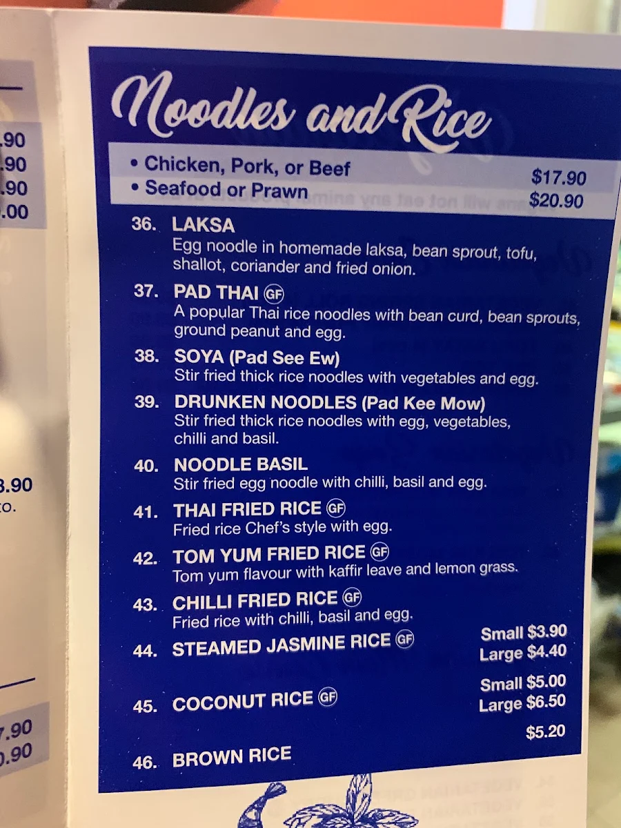 Menu, Be Well Thai Restaurant Illawong
