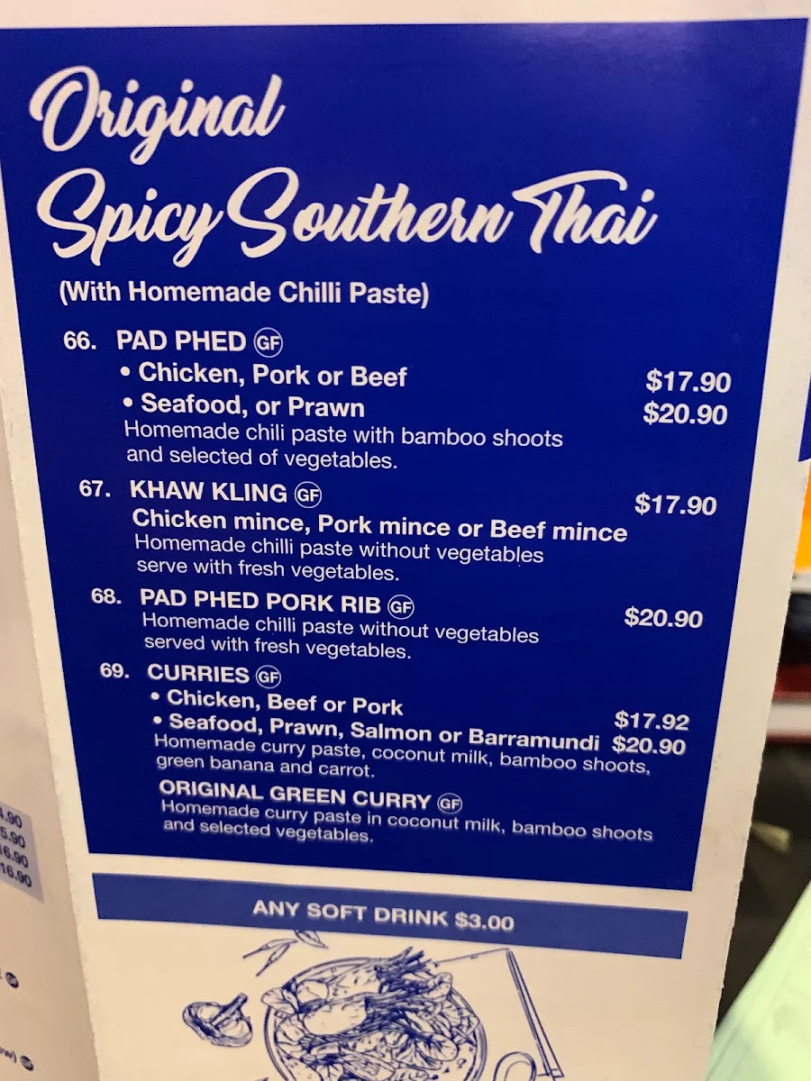 Menu, Be Well Thai Restaurant Illawong