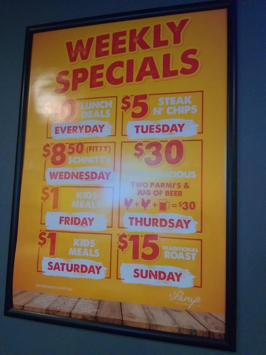 Menu, Parap Tavern