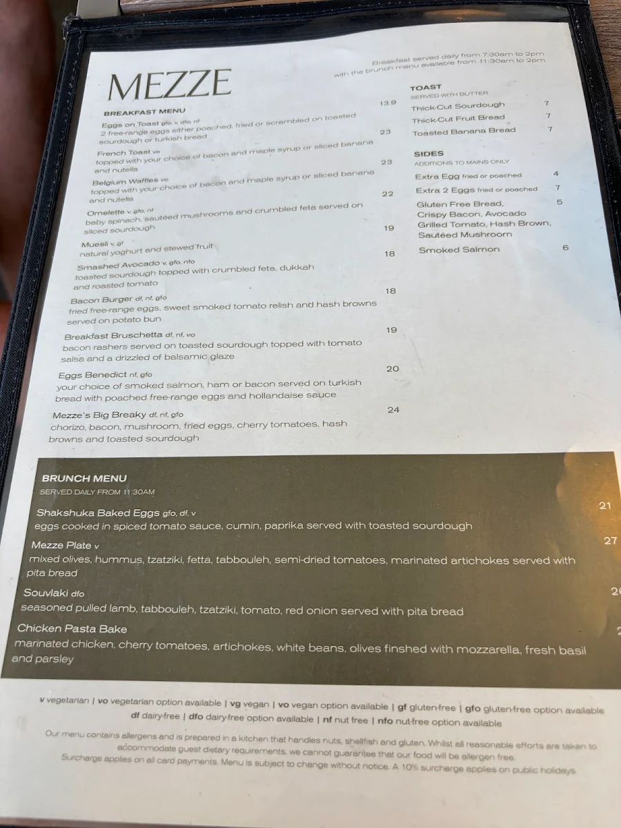 Menu, Mezze at Peppers Hunter Valley