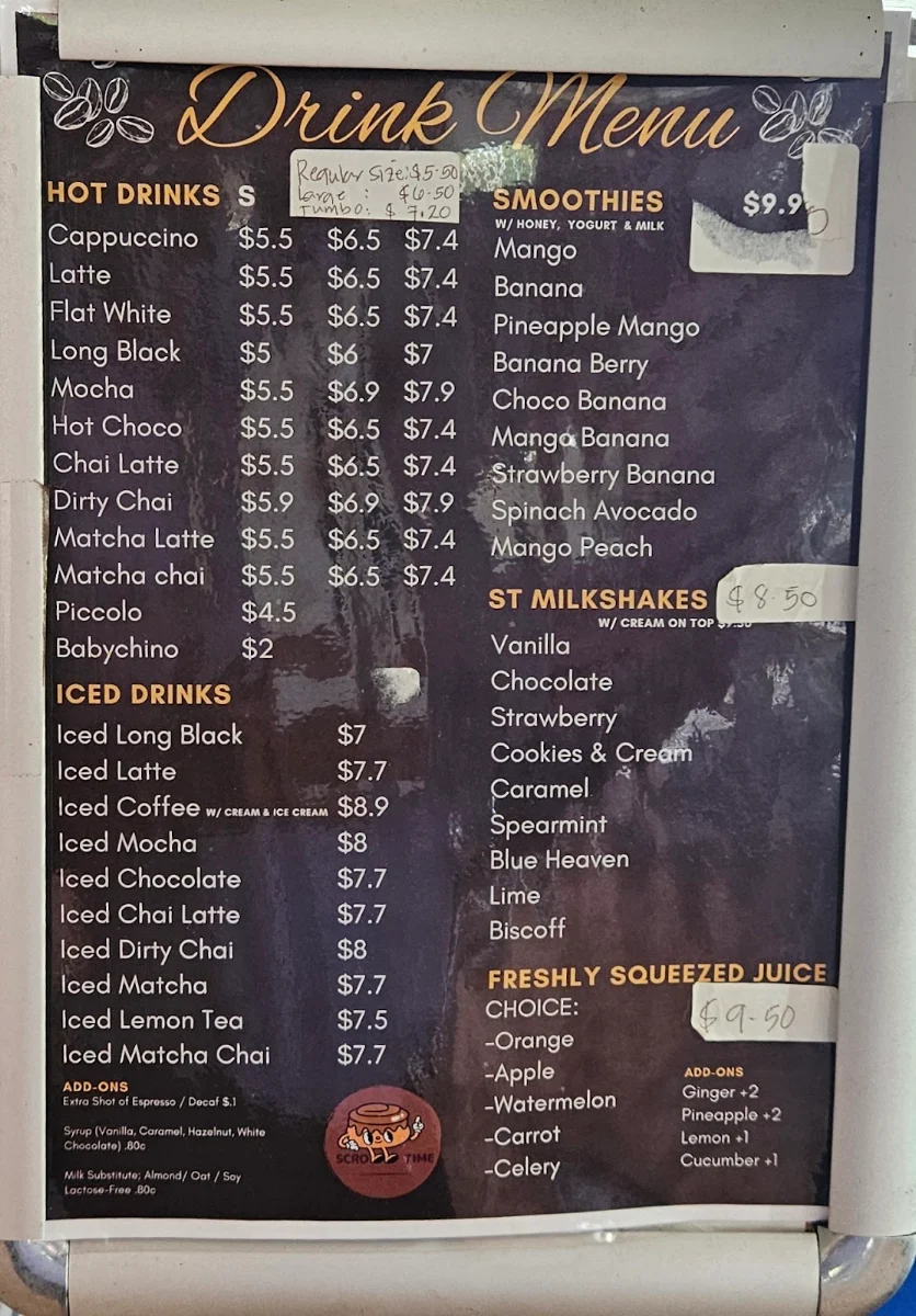 Menu, Coolalinga Cafe