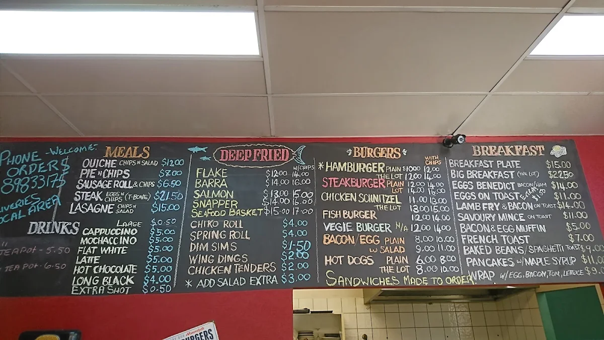 Menu, Coolalinga Cafe